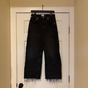Citizens Of Humanity Ayla Baggy Cropped - Raw Hem Washed Black Size 26